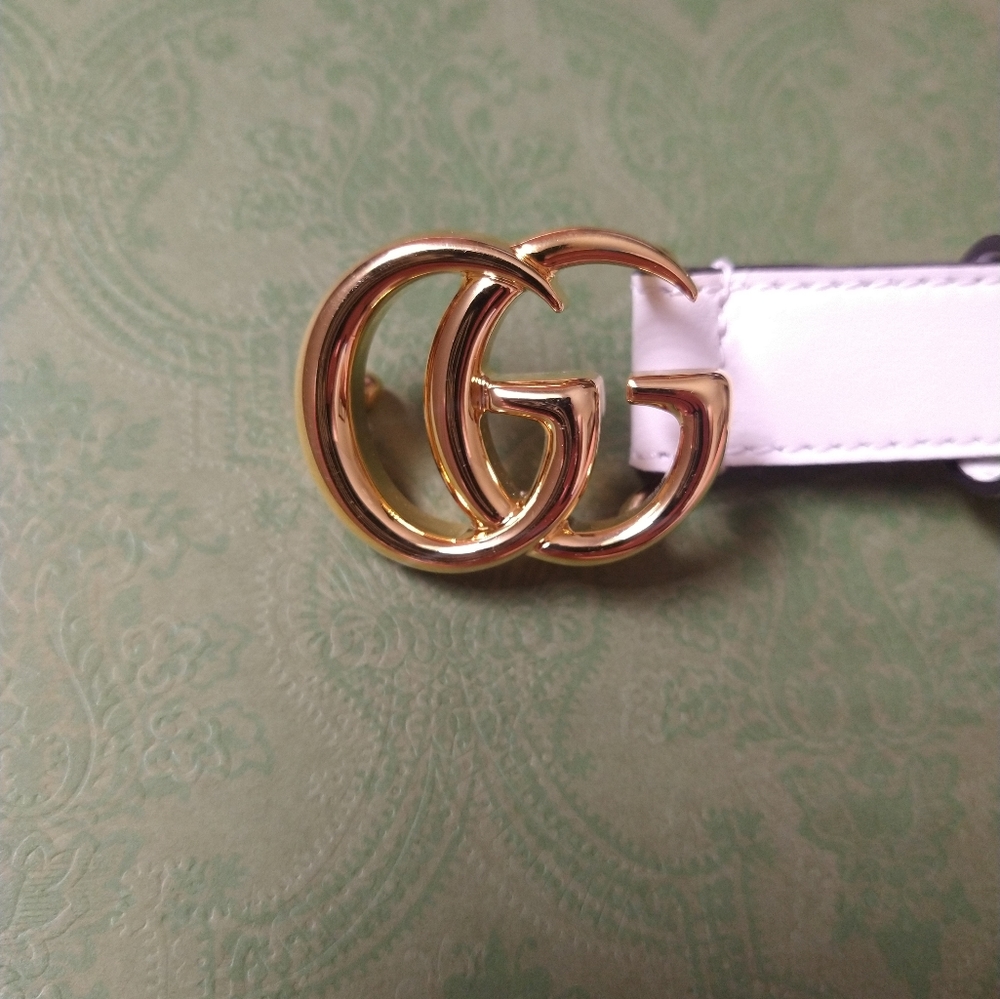 Gucci marmont white leather belt 80cm